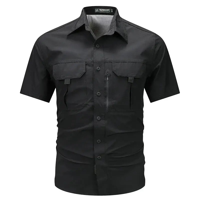 Summer Men Short Sleeve Shirt Men Breathable Tactical Work Shirt Tops Outdoor Casual Quick Dry Multi-pocket Camping Cargo Shirts Men Cloth Factory Store