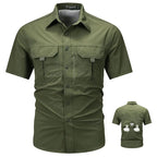 Summer Men Short Sleeve Shirt Men Breathable Tactical Work Shirt Tops Outdoor Casual Quick Dry Multi-pocket Camping Cargo Shirts Men Cloth Factory Store