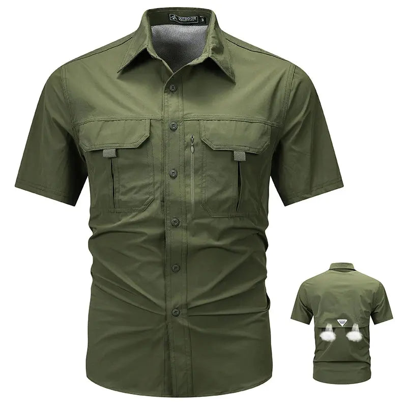 Summer Men Short Sleeve Shirt Men Breathable Tactical Work Shirt Tops Outdoor Casual Quick Dry Multi-pocket Camping Cargo Shirts Men Cloth Factory Store