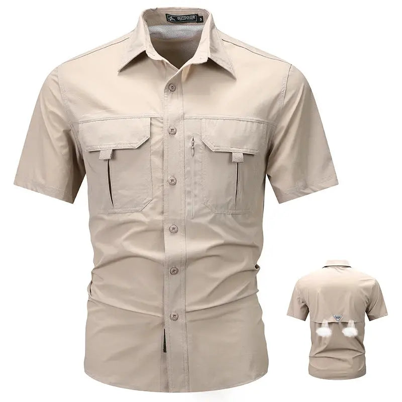 Summer Men Short Sleeve Shirt Men Breathable Tactical Work Shirt Tops Outdoor Casual Quick Dry Multi-pocket Camping Cargo Shirts Men Cloth Factory Store