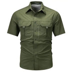 Summer Men Short Sleeve Shirt Men Breathable Tactical Work Shirt Tops Outdoor Casual Quick Dry Multi-pocket Camping Cargo Shirts Men Cloth Factory Store