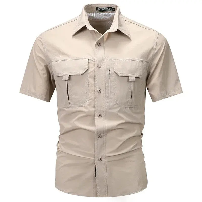 Summer Men Short Sleeve Shirt Men Breathable Tactical Work Shirt Tops Outdoor Casual Quick Dry Multi-pocket Camping Cargo Shirts Men Cloth Factory Store