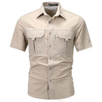 Summer Men Short Sleeve Shirt Men Breathable Tactical Work Shirt Tops Outdoor Casual Quick Dry Multi-pocket Camping Cargo Shirts Men Cloth Factory Store