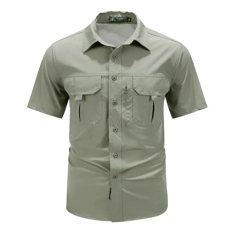 Summer Men Short Sleeve Shirt Men Breathable Tactical Work Shirt Tops Outdoor Casual Quick Dry Multi-pocket Camping Cargo Shirts Men Cloth Factory Store