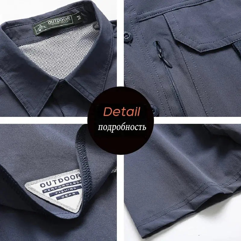 Summer Men Short Sleeve Shirt Men Breathable Tactical Work Shirt Tops Outdoor Casual Quick Dry Multi-pocket Camping Cargo Shirts Men Cloth Factory Store