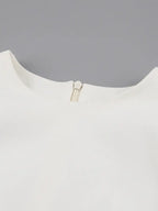 Summer Puff Short Sleeve Dress O-neck Office Lady Solid Color A-line Dress nowadaysfashion