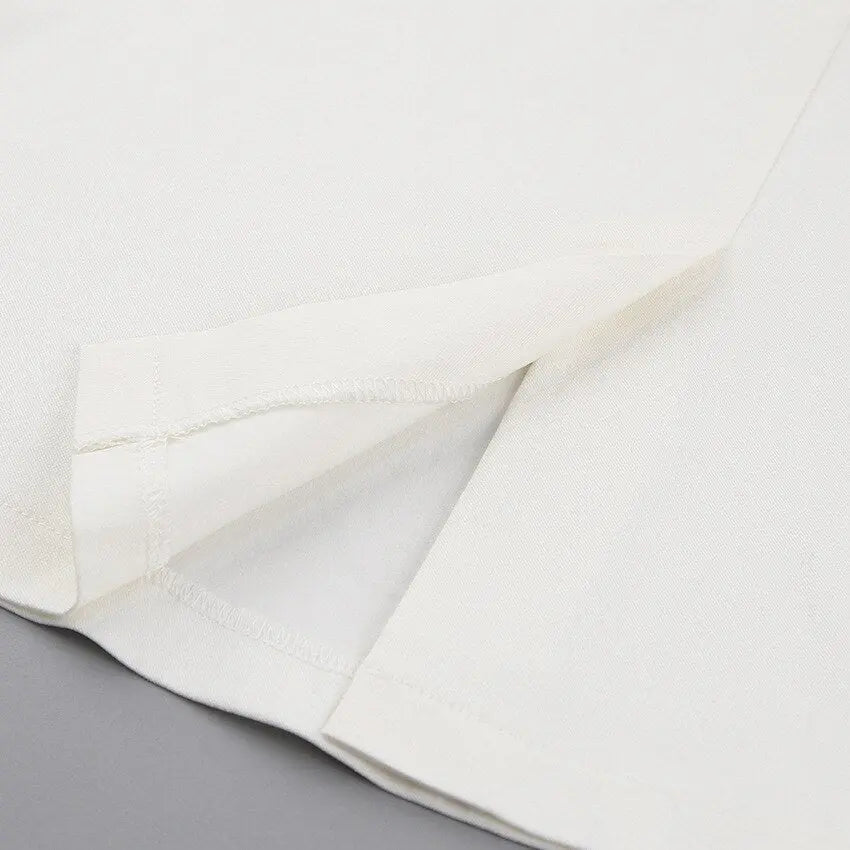 Summer Puff Short Sleeve Dress O-neck Office Lady Solid Color A-line Dress - Blade & Thread