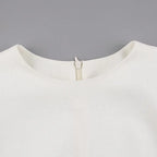 Summer Puff Short Sleeve Dress O-neck Office Lady Solid Color A-line Dress nowadaysfashion