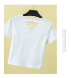 Summer ripped tight backless high waist T-shirt nowadaysfashion