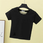Summer ripped tight backless high waist T-shirt nowadaysfashion