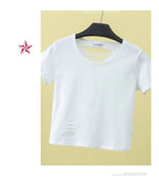 Summer ripped tight backless high waist T-shirt nowadaysfashion