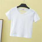 Summer ripped tight backless high waist T-shirt nowadaysfashion