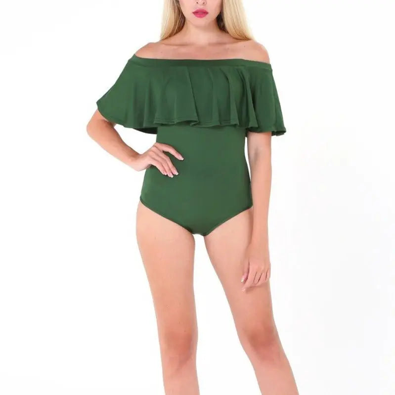 Summer Ruffles Off Shoulder Bodysuit Women Combinaison Femme Backless Sexy Jumpsuit - Blade & Thread