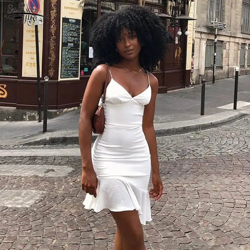 Summer Sexy Bodycon Dress for Women V Neck Elegant Ruffles - Blade & Thread