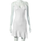 Summer Sexy Bodycon Dress for Women V Neck Elegant Ruffles nowadaysfashion