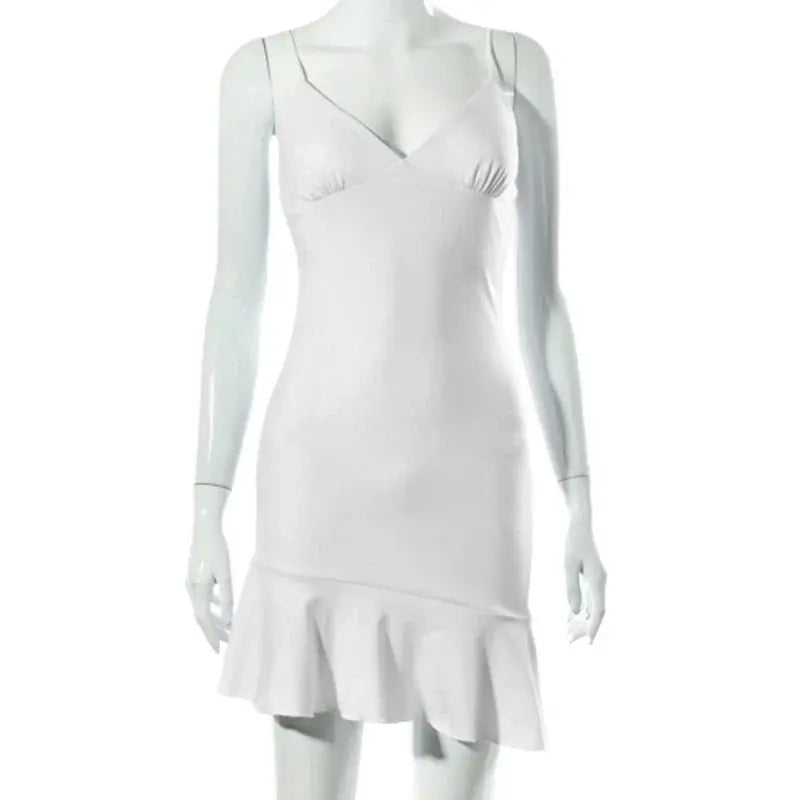Summer Sexy Bodycon Dress for Women V Neck Elegant Ruffles nowadaysfashion