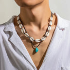 Summer Shell Choker With Stone Pendant Necklace nowadaysfashion