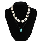 Summer Shell Choker With Stone Pendant Necklace nowadaysfashion