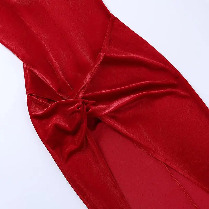 Summer Short Sleeve High Split Formal Evening Dress Women Solid Bodycon Long Dresses nowadaysfashion