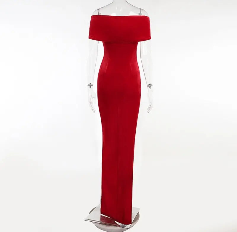 Summer Short Sleeve High Split Formal Evening Dress Women Solid Bodycon Long Dresses - Blade & Thread