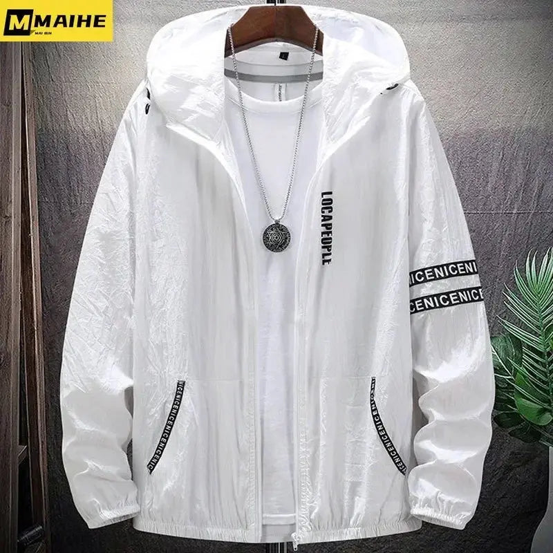 Summer Skin Coats Men SPF Ultra Light UV Sun Protection Big Size Hooded Windbreaker Jacket Men  Striped Casual Outwear 8XL 9XL Maxbarley To Tao Official Store