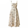 Summer Sleeveless Women Printed Dress Elegant Slim Waist Spaghetti Strap Female nowadaysfashion