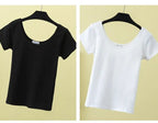 Summer slim fit large U-neck short-sleeved T-shirt nowadaysfashion