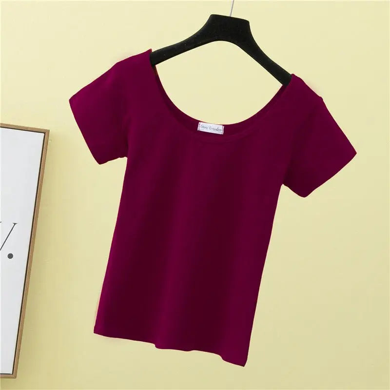 Summer slim fit large U-neck short-sleeved T-shirt - Blade & Thread