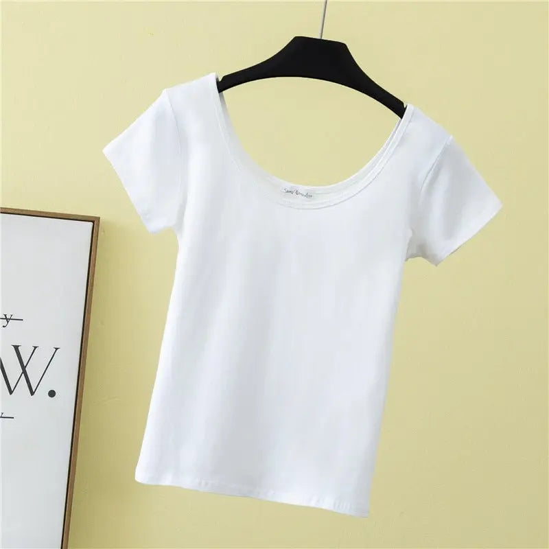 Summer slim fit large U-neck short-sleeved T-shirt - Blade & Thread