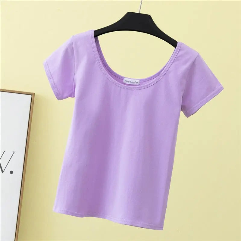 Summer slim fit large U-neck short-sleeved T-shirt - Blade & Thread