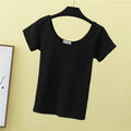 Summer slim fit large U-neck short-sleeved T-shirt nowadaysfashion