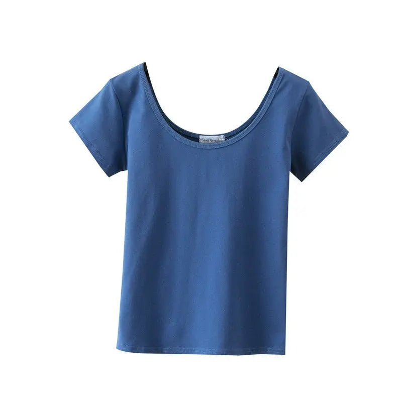 Summer slim fit large U-neck short-sleeved T-shirt - Blade & Thread