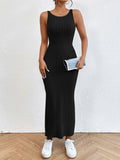 Summer Solid Backless Tank mid-length knitted sleeveless dress nowadaysfashion