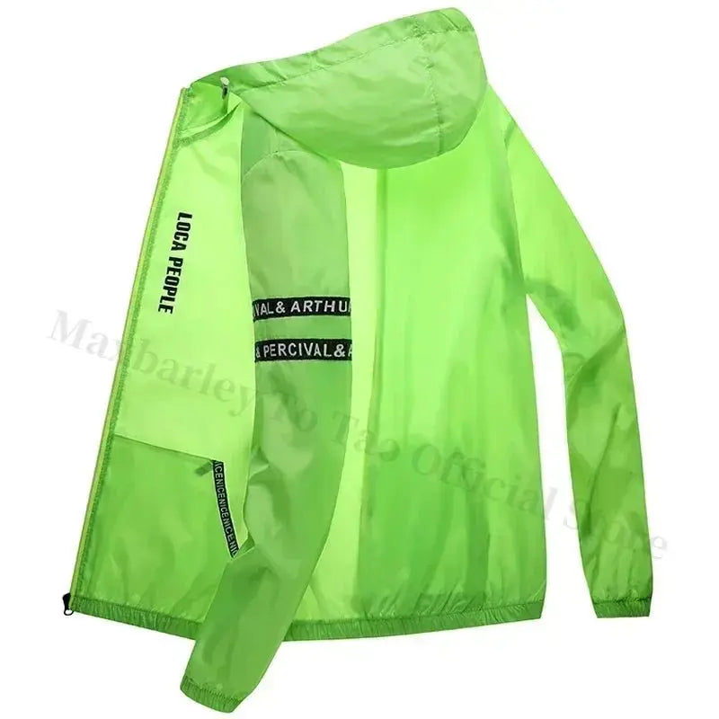 Summer Sun Protection Clothing Men's Casual Waterproof Quick-drying Bicycle Hooded Jacket Plus Size Hiking Thin Skin windbreaker - Blade & Thread