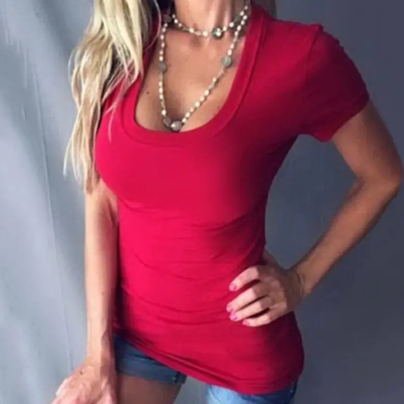 Summer T Shirt Pus Size 5XL Women Casual Womens Tee Shirts V-neck Short Sleeve T-shirt nowadaysfashion