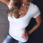 Summer T Shirt Pus Size 5XL Women Casual Womens Tee Shirts V-neck Short Sleeve T-shirt nowadaysfashion