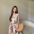 Summer Two-piece Women Printed Sleeveless Vest + Casual Mopping Trousers Female Sets nowadaysfashion