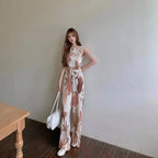 Summer Two-piece Women Printed Sleeveless Vest + Casual Mopping Trousers Female Sets nowadaysfashion