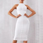 Summer White cocktail midi Dress Tank Sexy Sleeveless white dress for women nowadaysfashion