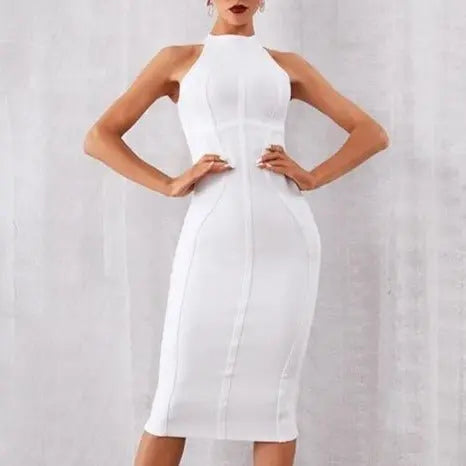 Summer White cocktail midi Dress Tank Sexy Sleeveless white dress for women - Blade & Thread