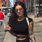 Summer Women Black Short T-Shirts Sexy Crop Tops Short Sleeve Bandage Tee Tops Female Shirts nowadaysfashion