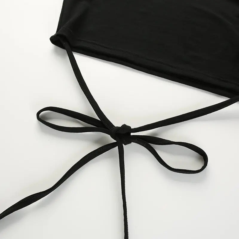 Summer Women Black Short T-Shirts Sexy Crop Tops Short Sleeve Bandage Tee Tops Female Shirts - Blade & Thread