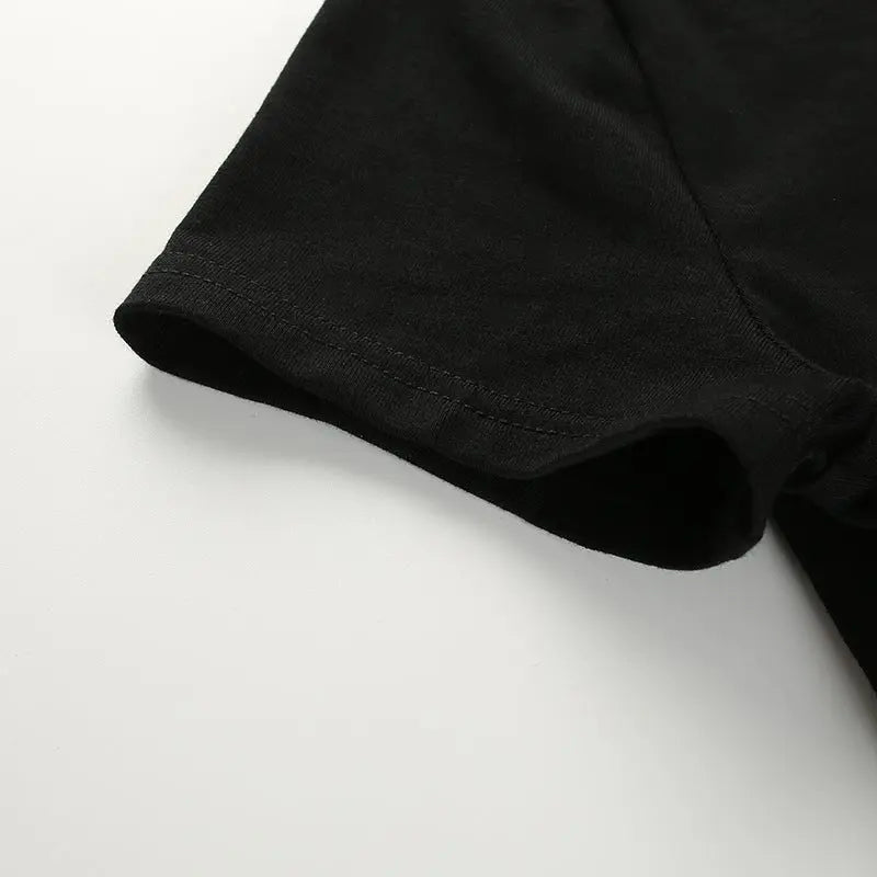 Summer Women Black Short T-Shirts Sexy Crop Tops Short Sleeve Bandage Tee Tops Female Shirts - Blade & Thread