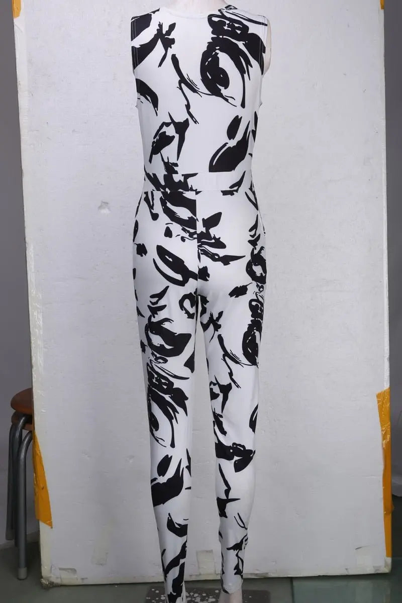 Summer Women Jumpsuit Romper Sexy Strap V Neck Sleeveless Floral Print Bodycon Overalls - Blade & Thread