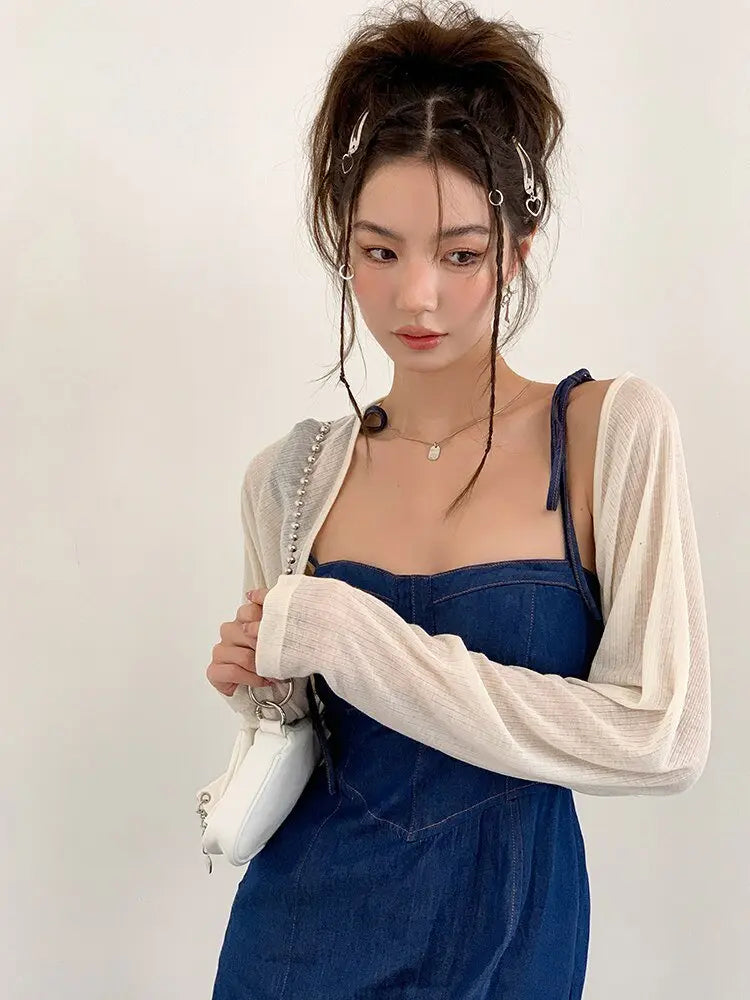 Summer Women Sexy Slip Denim Dress Strapless Lace-up High Waist Dress nowadaysfashion