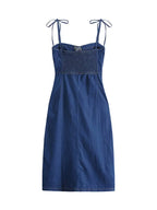 Summer Women Sexy Slip Denim Dress Strapless Lace-up High Waist Dress nowadaysfashion