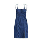 Summer Women Sexy Slip Denim Dress Strapless Lace-up High Waist Dress nowadaysfashion