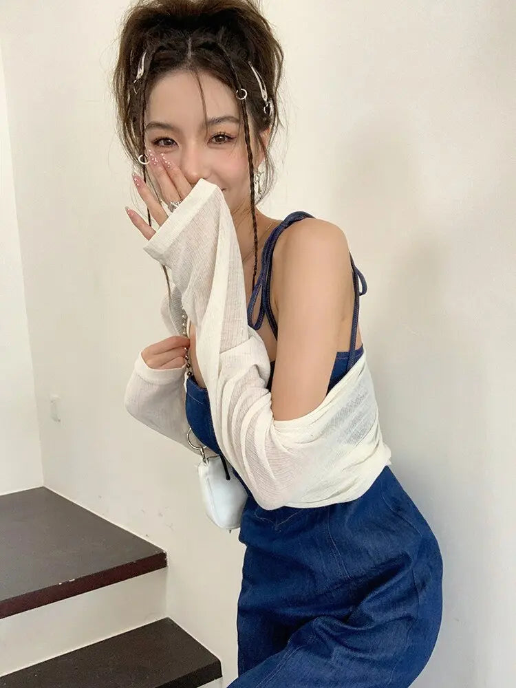 Summer Women Sexy Slip Denim Dress Strapless Lace-up High Waist Dress nowadaysfashion