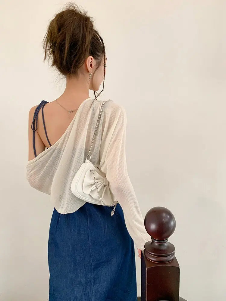 Summer Women Sexy Slip Denim Dress Strapless Lace-up High Waist Dress - Blade & Thread