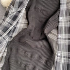 Summer Women Two Piece Set Plaid Long Sleeve Sunscreen Shirt+A-line Knitting Slip Dress nowadaysfashion